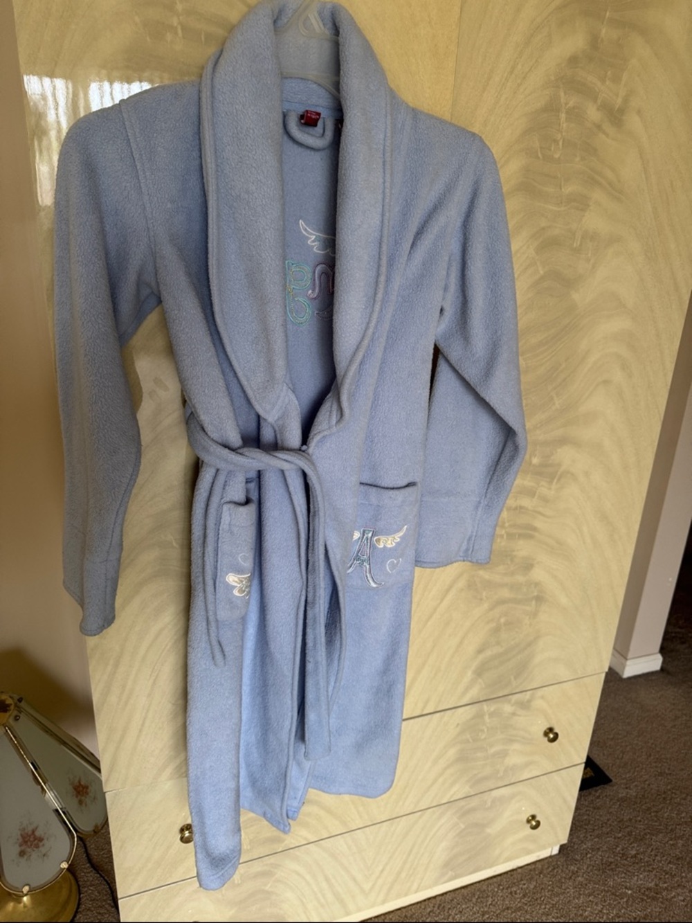 Light Blue Embroidered Fleece Robe - Picture 4 of 6